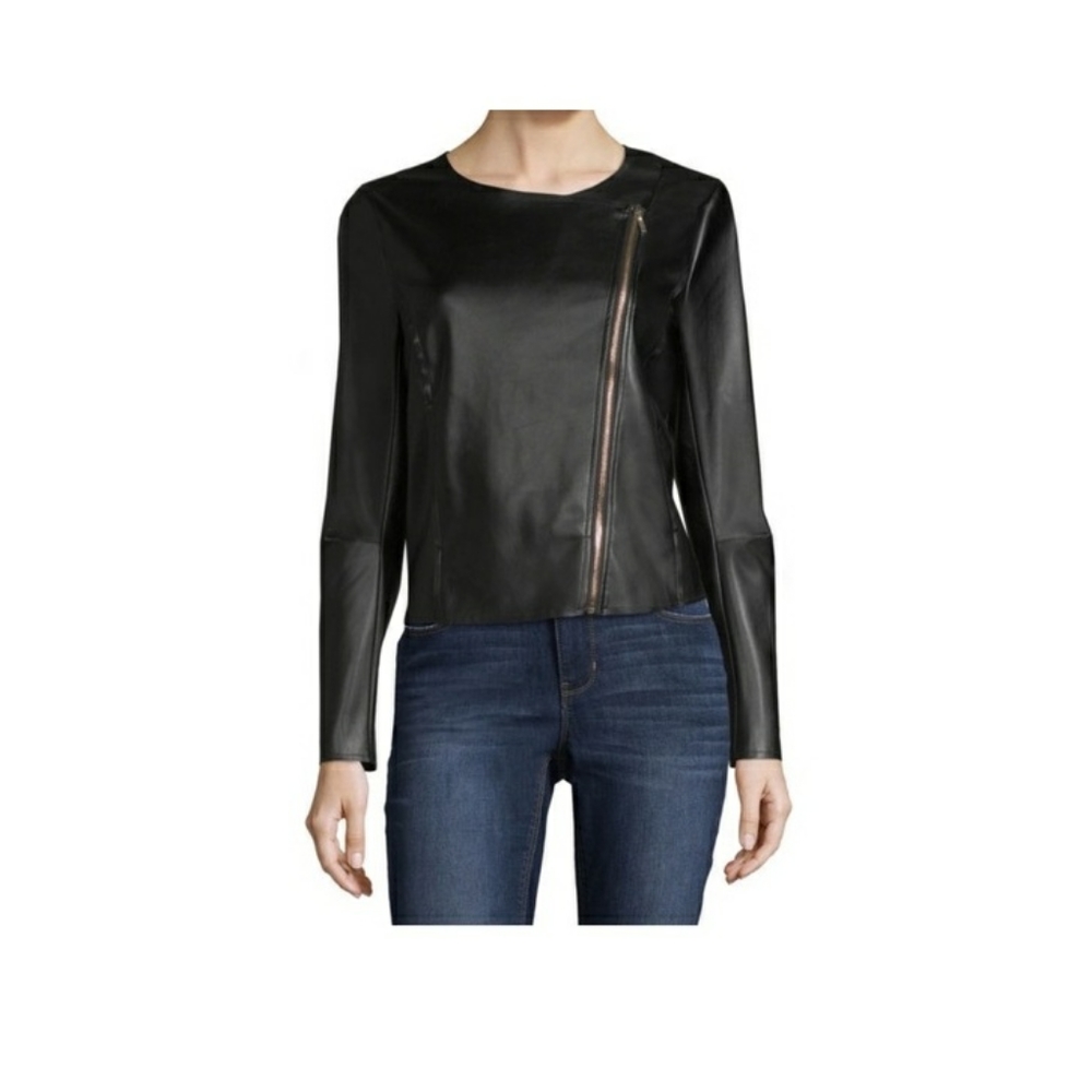 Worthington Faux Leather Black Moto Jacket